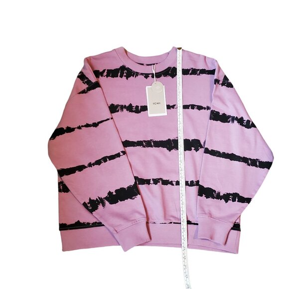 NWT ICHI Organic Purple with Black Abstract Stripes Crew Sweatshirt Size M - Picture 6 of 10
